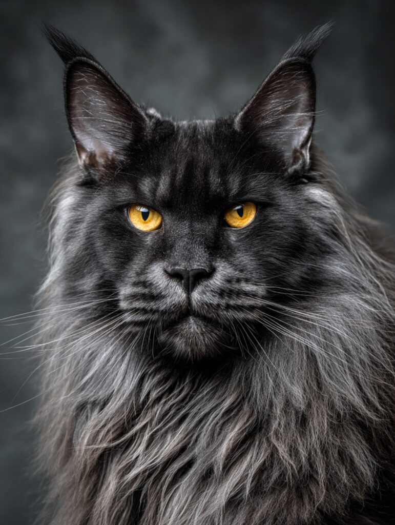 purebred black maine coon cat