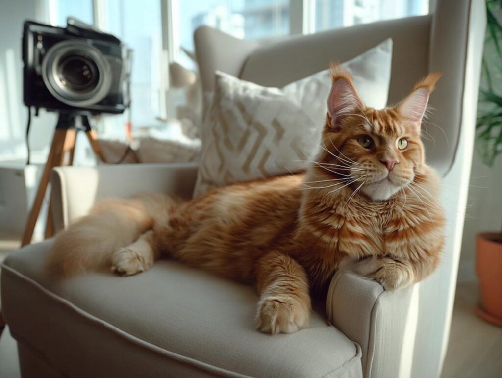large orange maine coon cat size comparison
