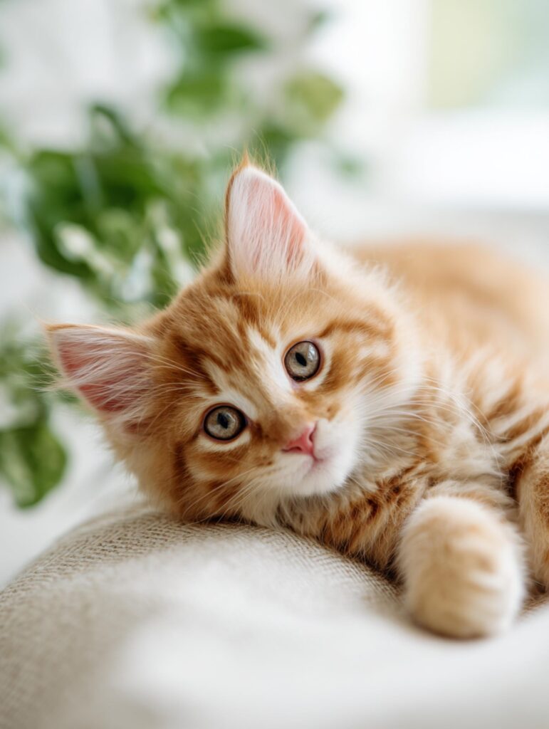fluffy orange maine coon kitten