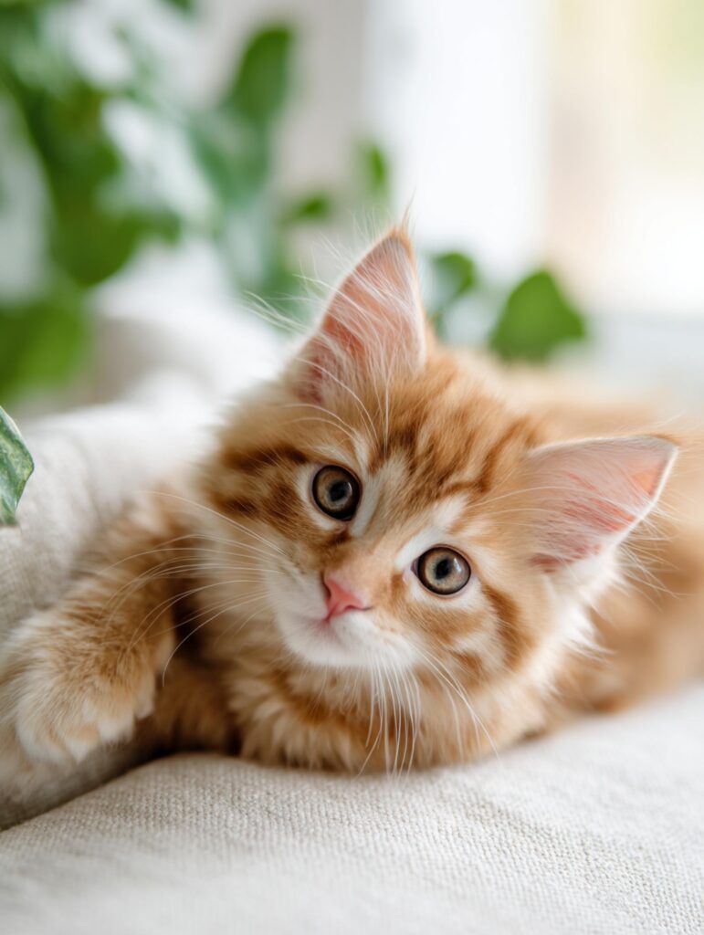 orange maine coon kitten eyes
