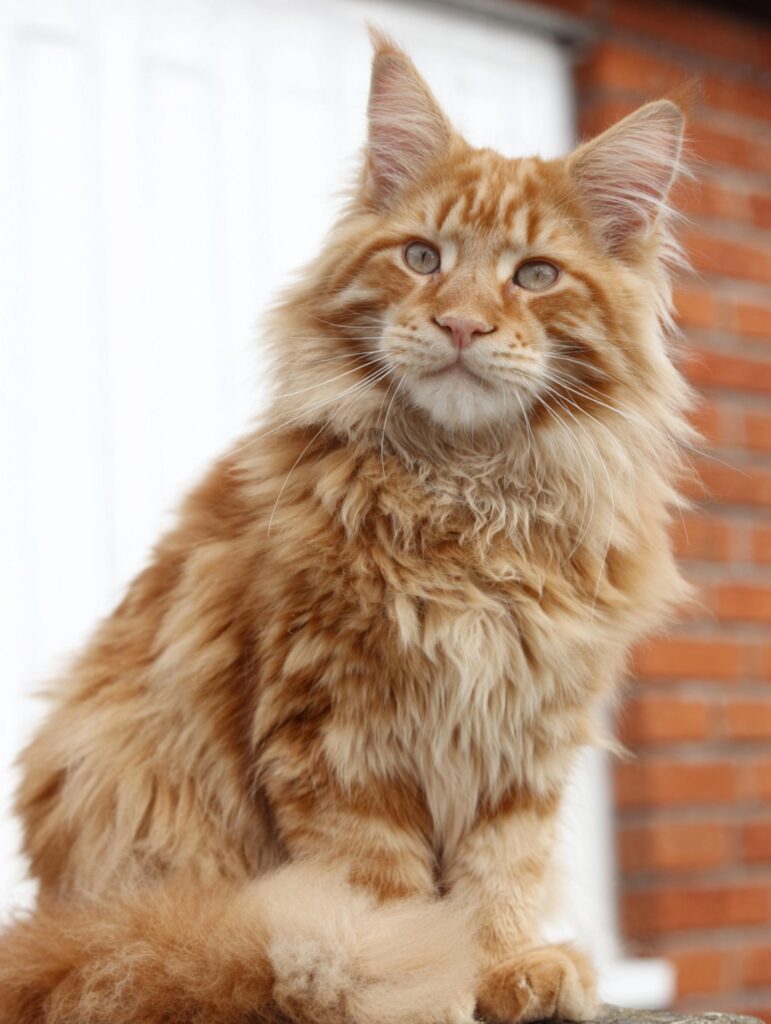 orange tabby maine coon cat 