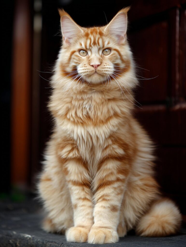 healthy orange maine coon cat 