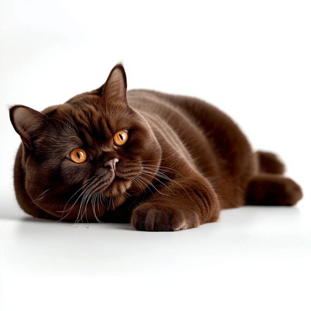 chocolate brown british shorthair with fat cheeks