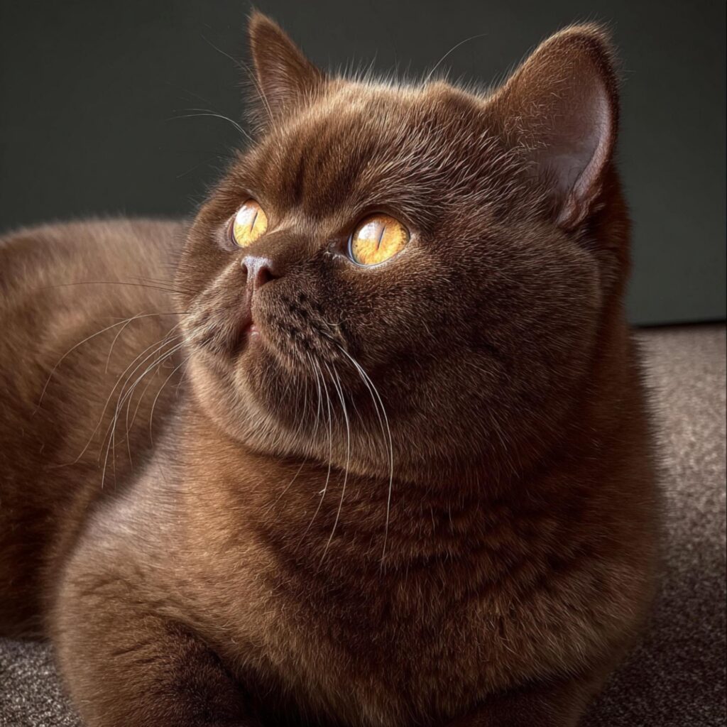 chocolate British shorthair indoors