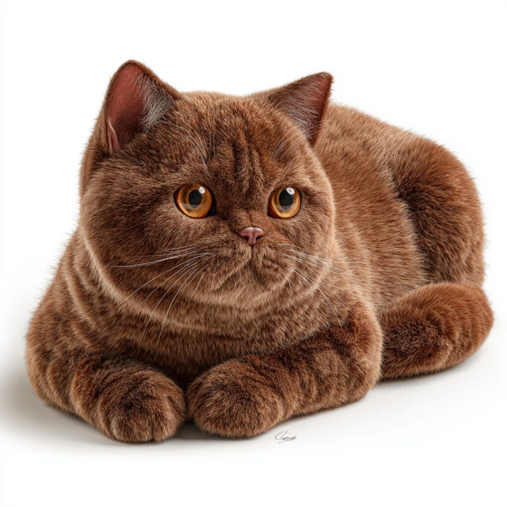 solid chocolate british shorthair cat with dense coat