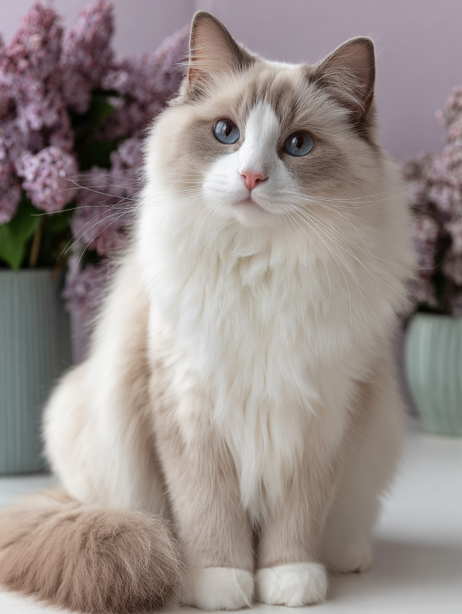 lilac point ragdoll cat sitting