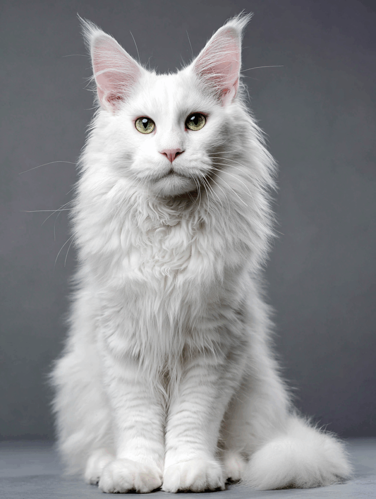 grooming a white maine coon
