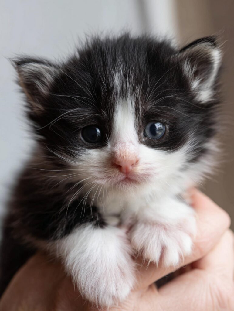 2 week old tuxedo Maine coon kitten