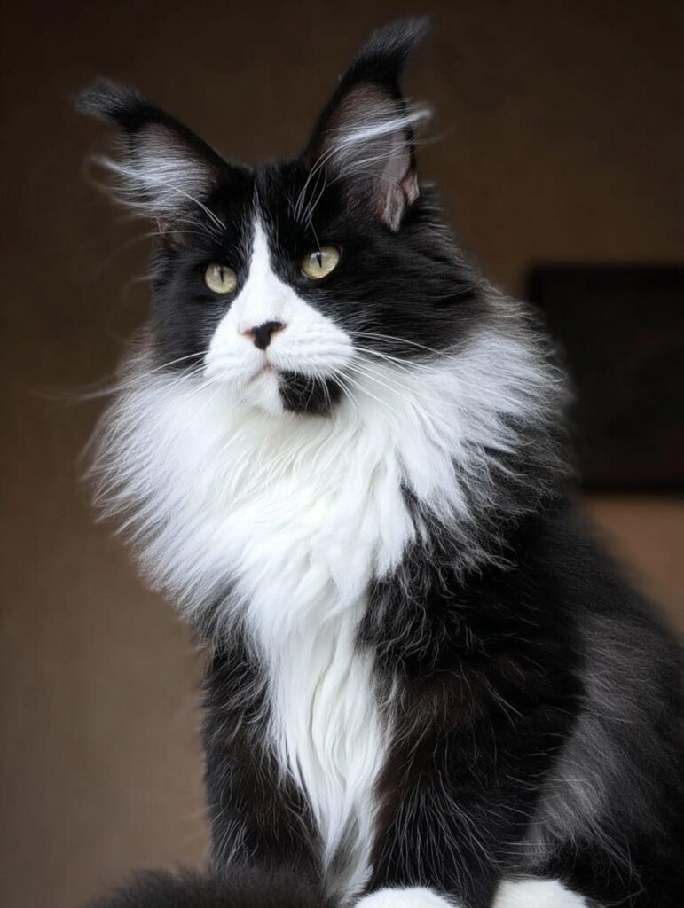 tuxedo Maine coon cat