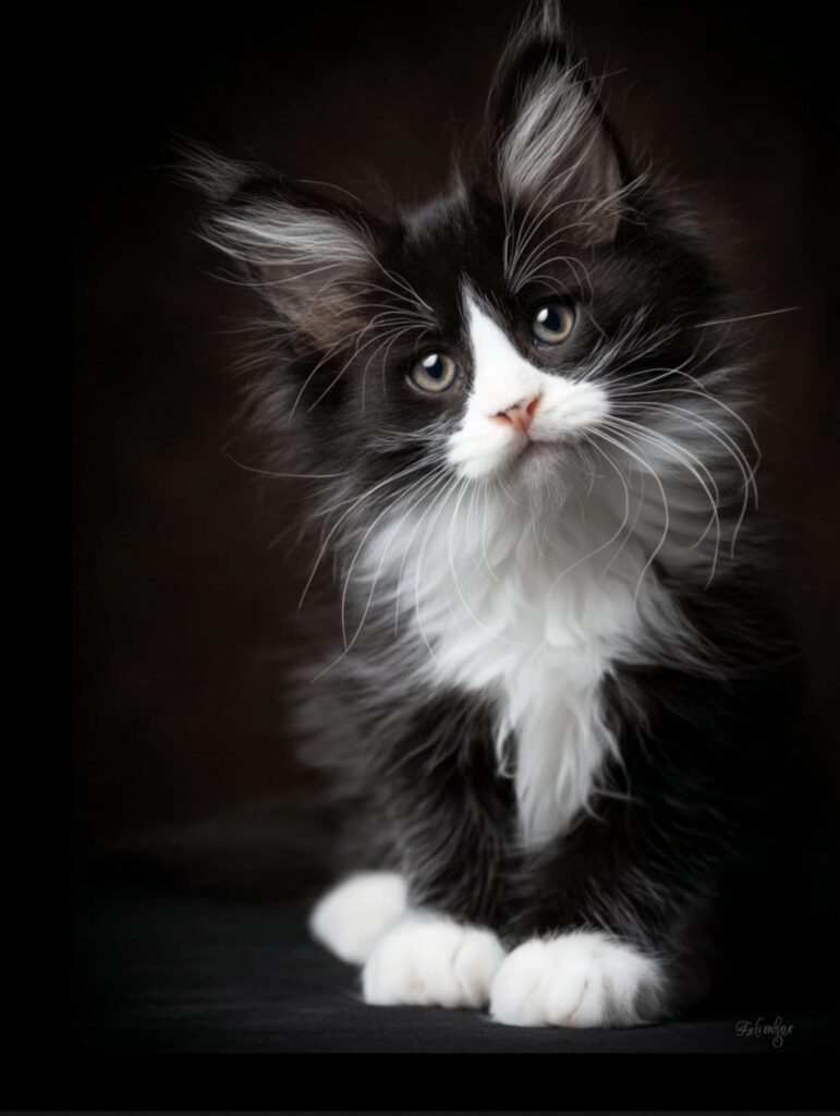 tuxedo Maine coon kitten color pattern