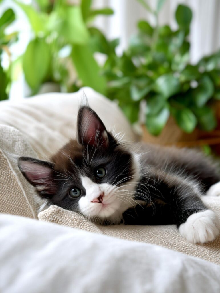 black and white Maine coon kitten personality