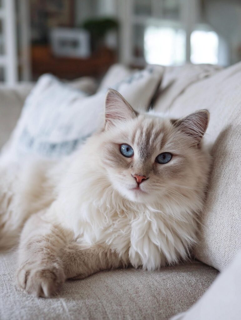 lynx ragdoll cat living in an apartment