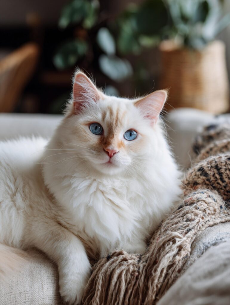 flame point ragdoll cat in an nyc apartment