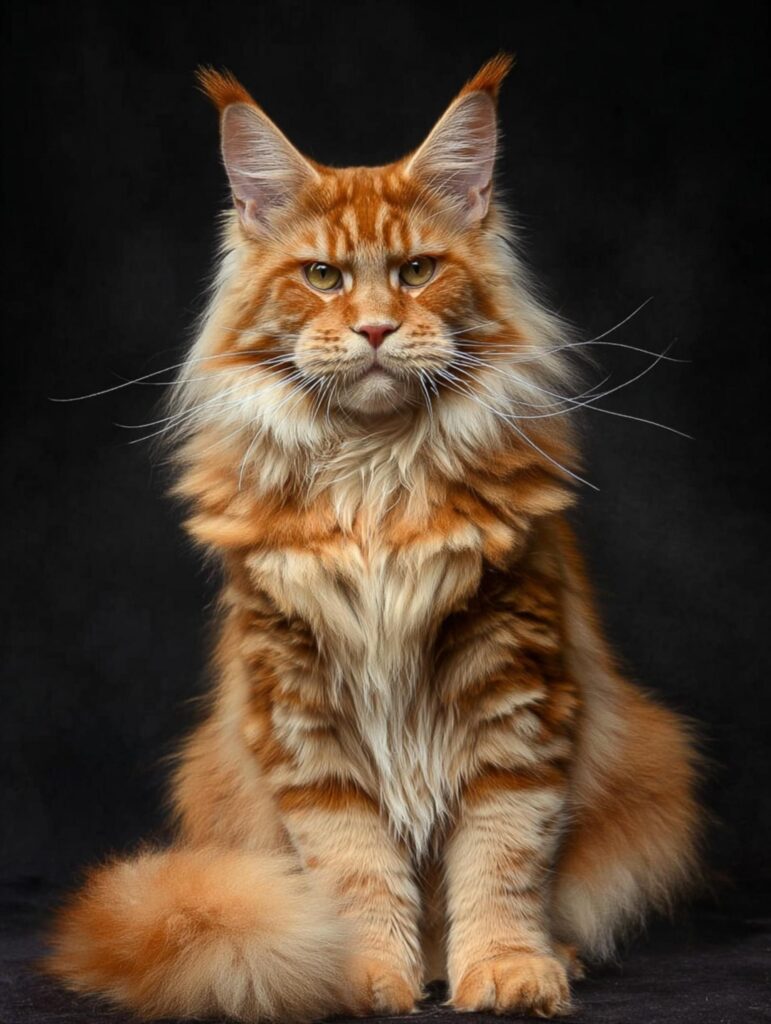 red Maine coon cat with tabby pattern
